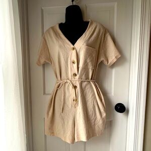 Old Navy Cream Romper- Linen/Cotton-Size Small